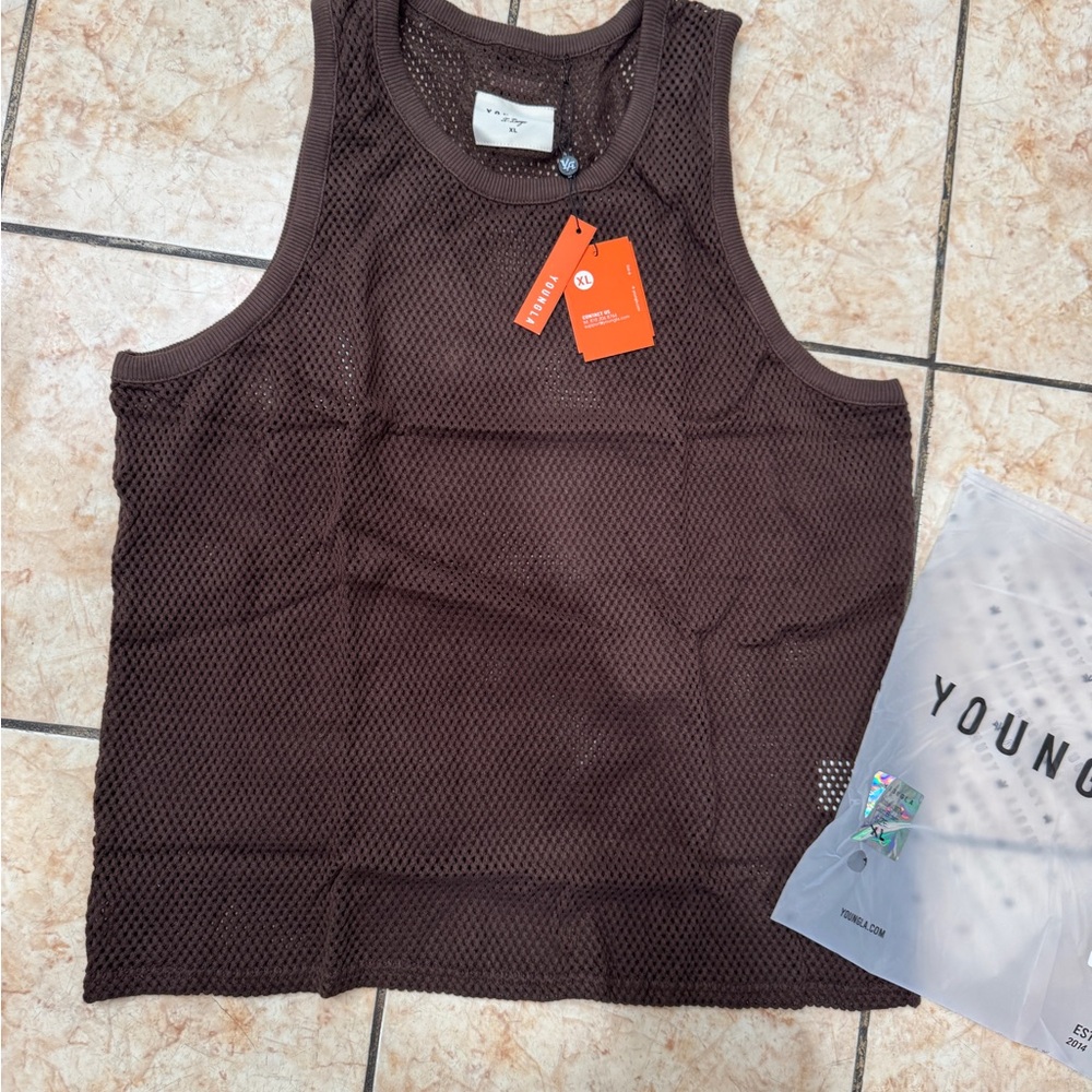 Youngla Mesh Tank Top - Dark Brown